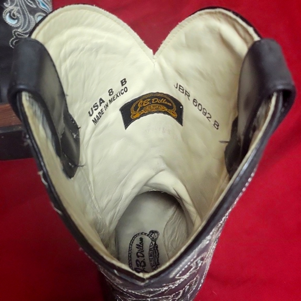 Black Leather Cowgirl Boots - Picture 6 of 7